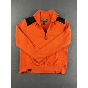 Lauren Ralph Lauren 1/2 Zip‎ Sweater Women's XL Orange Shoulder Pads Activewear